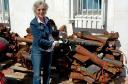 At the Sderot police station with Kassam rockets